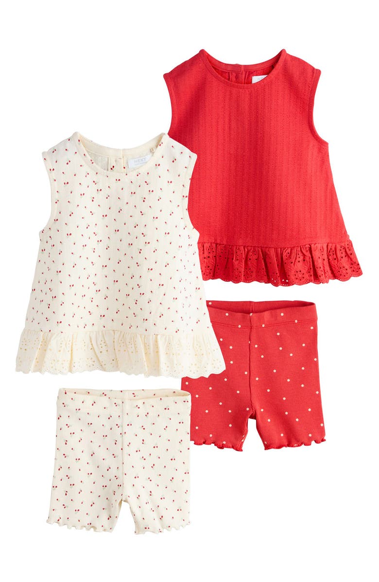 NEXT Kids' 4-Pack Sleeveless Shirt & Shorts Set, Main, color, Red Multi
