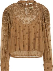 FARM Rio Embroidered Tulle Lined Blouse