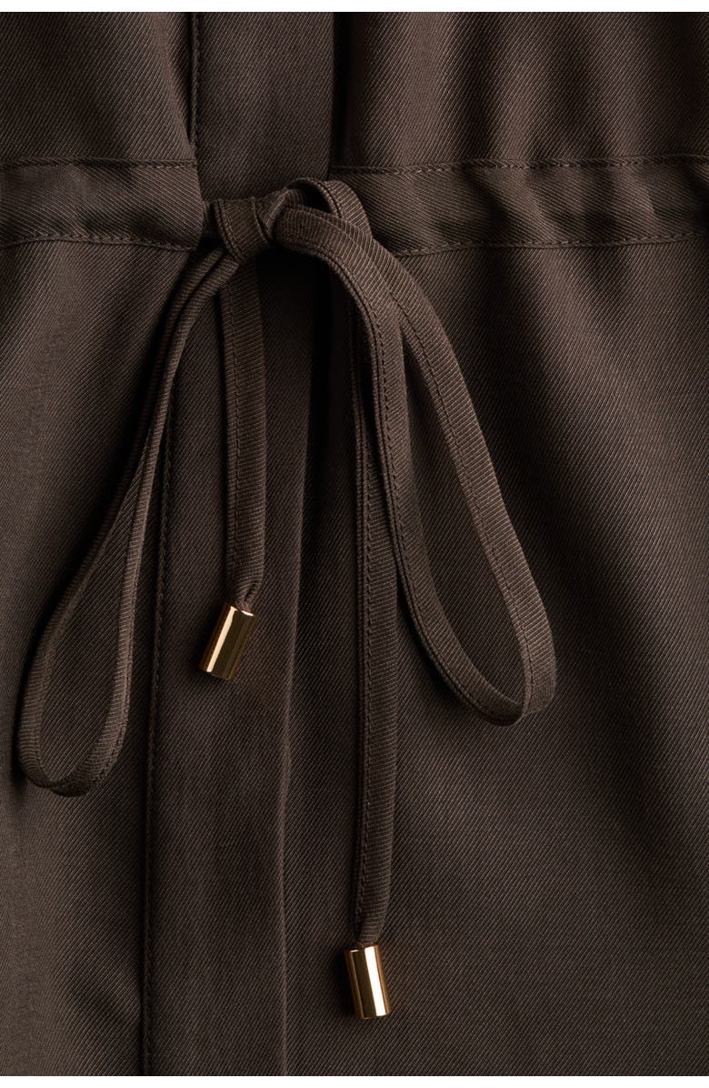H&M Drawstring-detail Twill Top, Alternate, color, Dark Brown