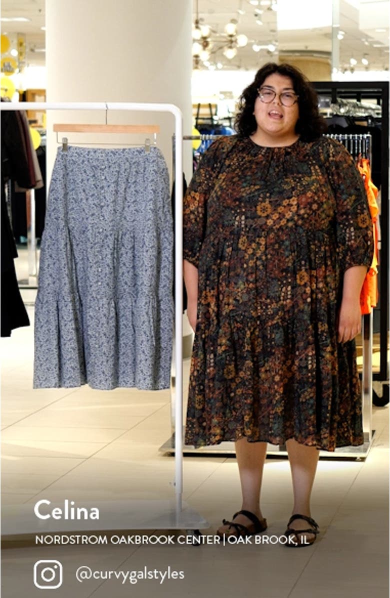 Florentine Floral Button Front Tiered Maxi Skirt, sales video thumbnail