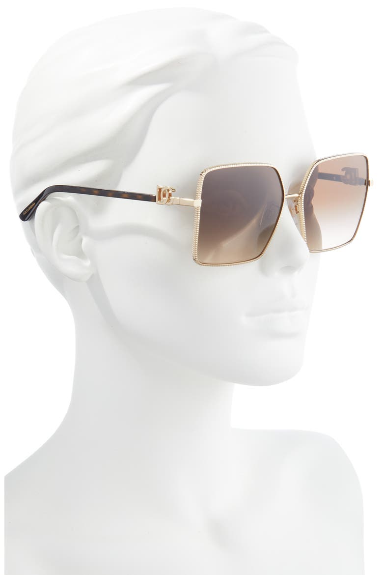 60mm Square Sunglasses, Alternate, color, GOLD/ GRADIENT BROWN