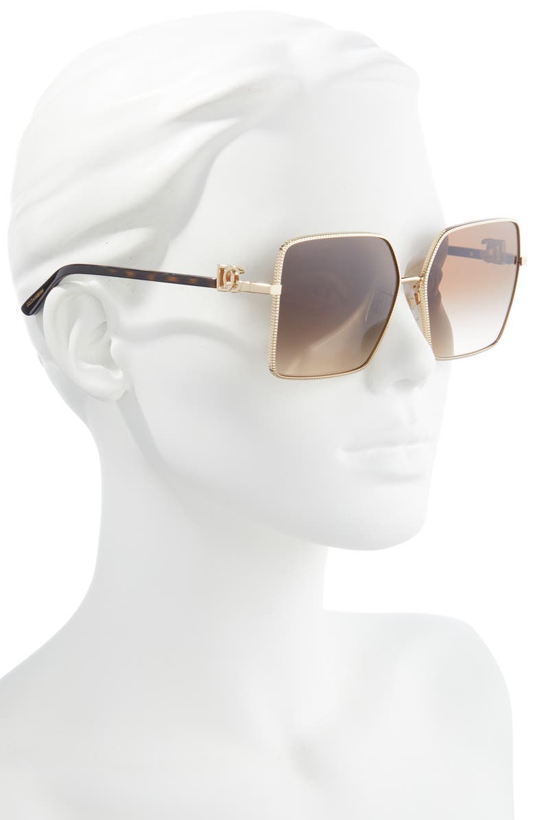 Dolce&Gabbana 60mm Square Sunglasses, Alternate, color, Gold/ Gradient Brown