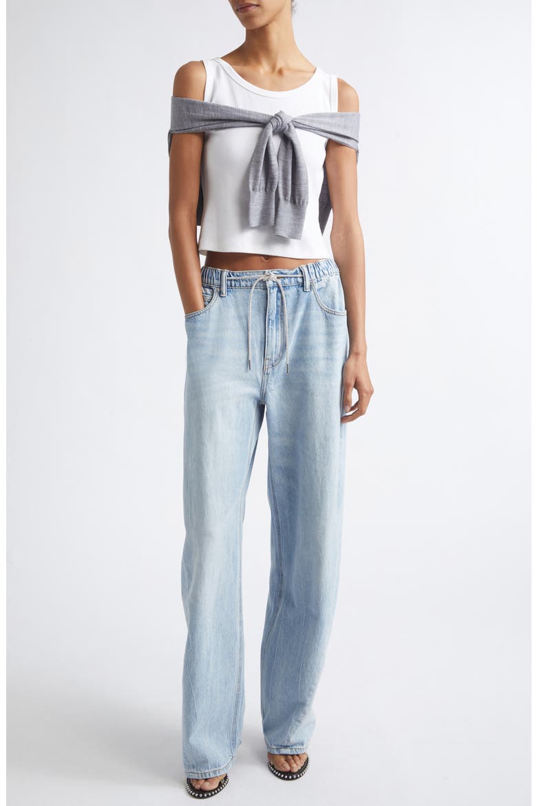 Pre-Styled Draped Cardigan Crop Tank, Alternate, color, HEATHER GREY/ WHITE