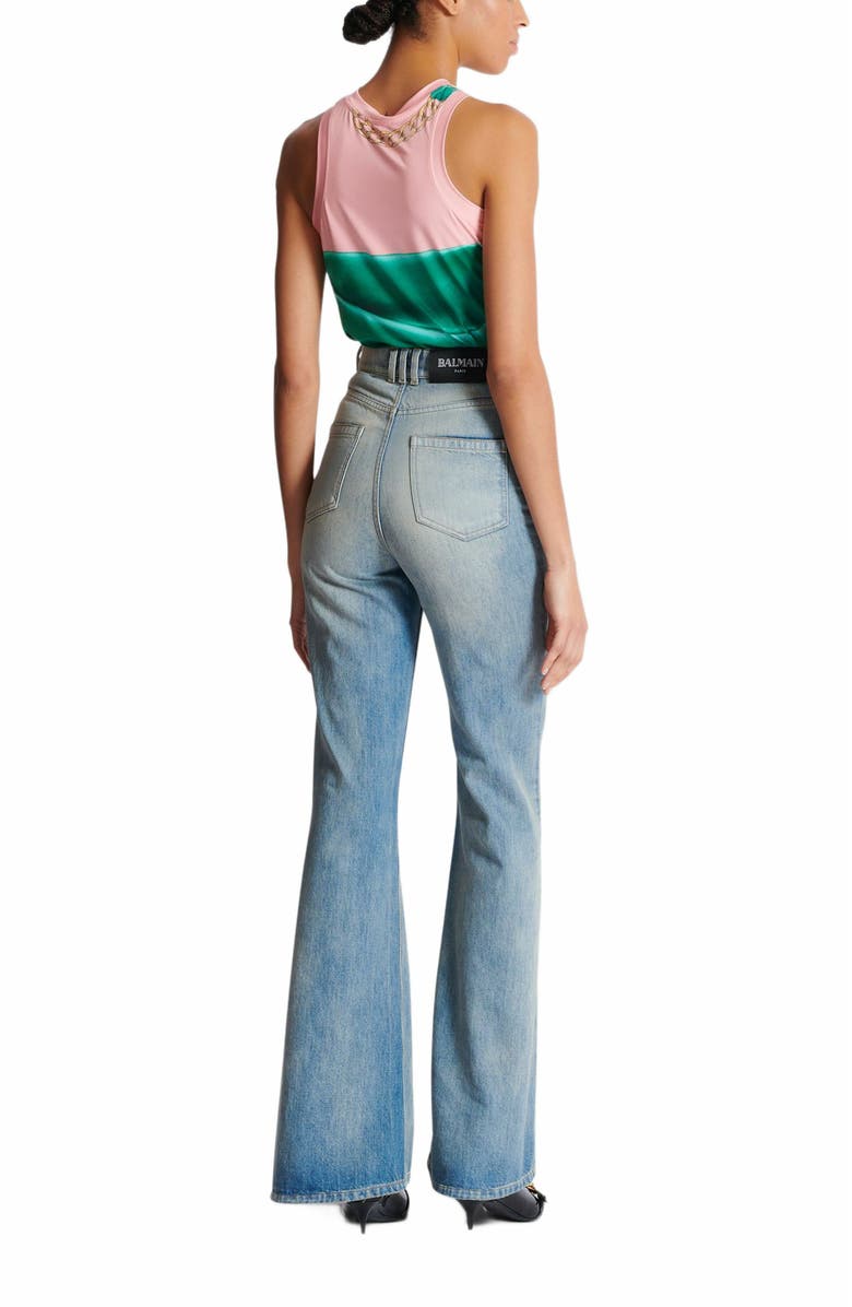 Balmain Flared-Fit Denim Jeans, Alternate, color, Blue