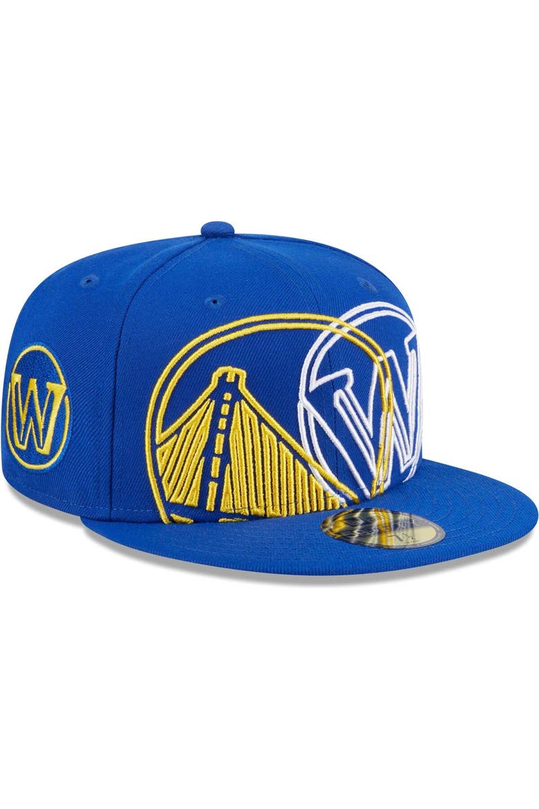 Men's New Era  Royal Golden State Warriors Game Day Hollow Logo Mashup 59FIFTY Fitted Hat, Alternate, color, Royal