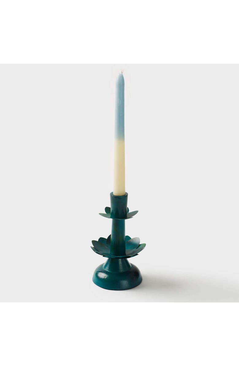 Mela Artisans Green Lotus Bloom Tapered Candleholders, Alternate, color, Green