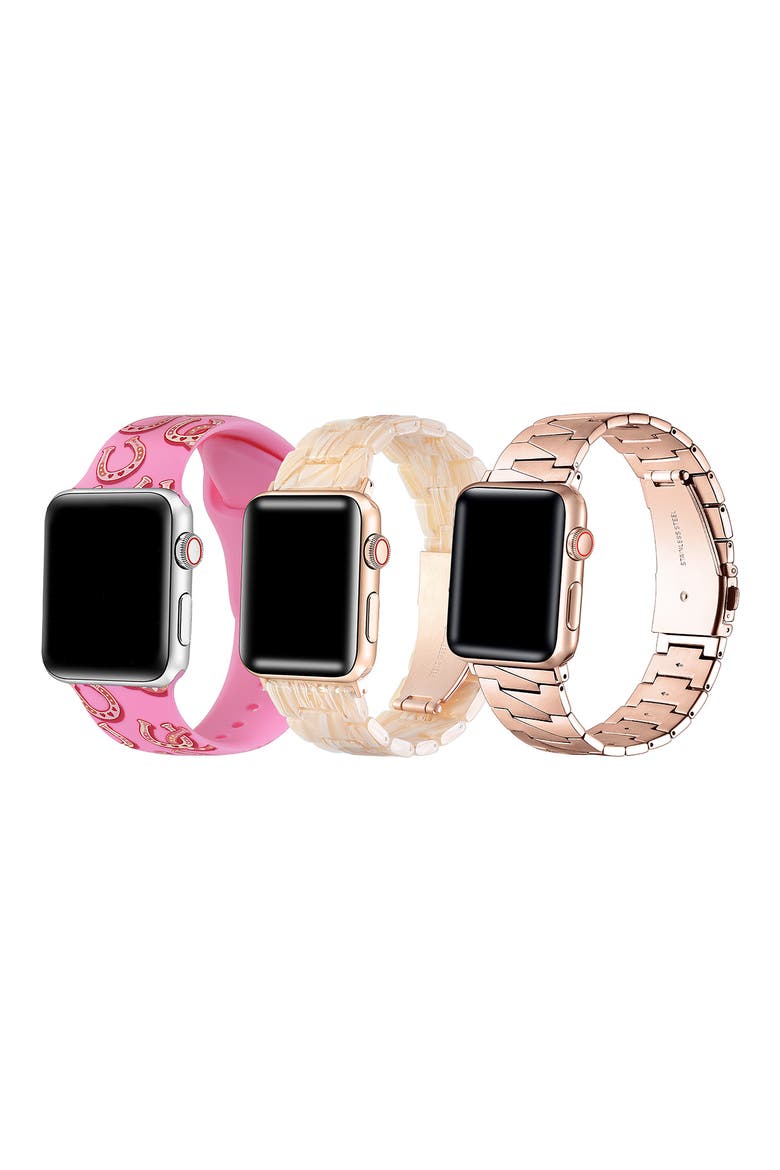 Scarlett Claire Set of 3 Watchbands, Main, color, PINK