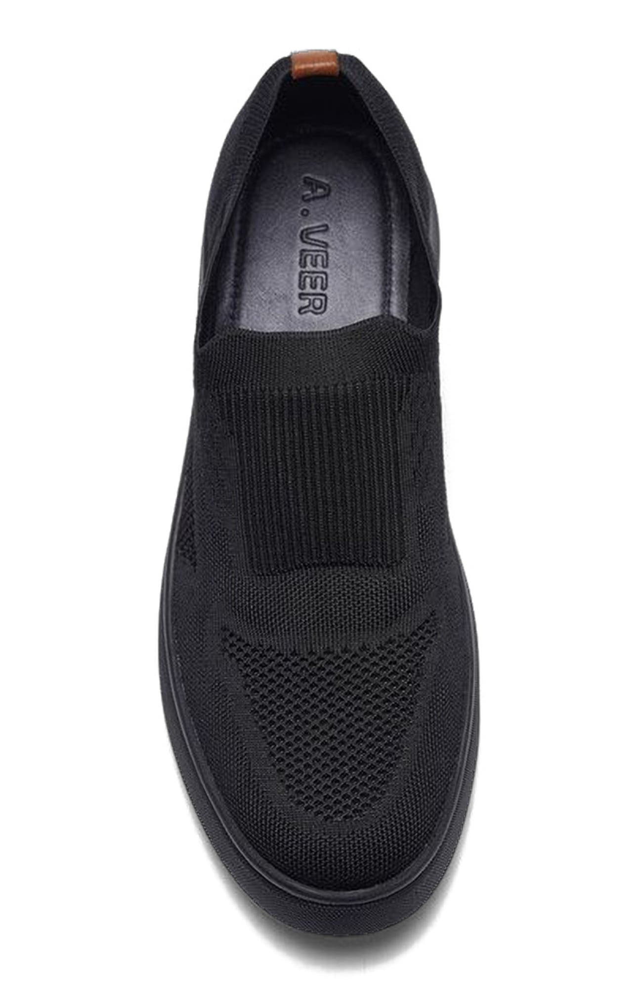 A. Veer Drift Knit Slip-on Sneaker, Alternate, color, Black Leather