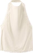 MANGO Kristen Draped Lace Detail Cotton Halter Top