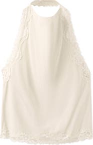 MANGO Kristen Draped Lace Detail Cotton Halter Top