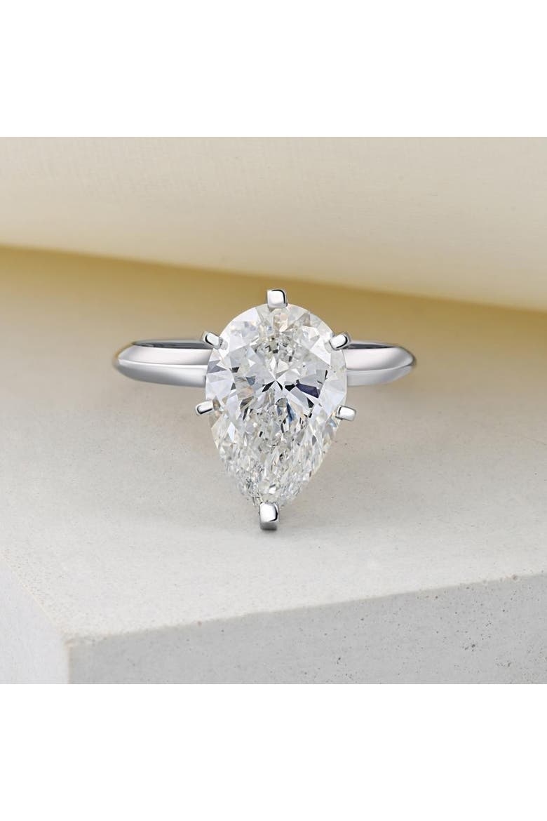 3CT Platinum Pear Shaped Diamond 6-Prong Solitaire Engagement Ring Lab Grown, Alternate, color, Platinum