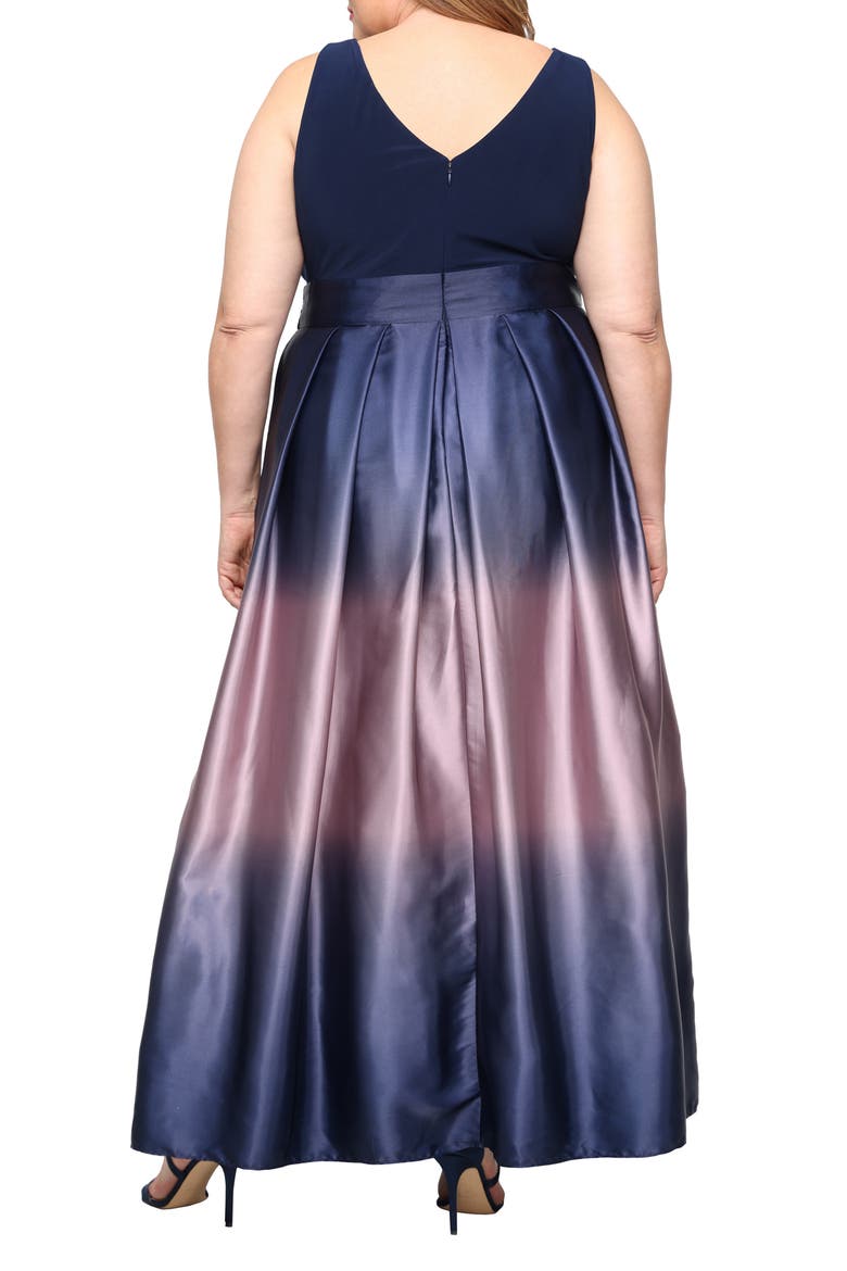 Ombrè Satin Gown, Alternate, color, NAVY/MAUVE