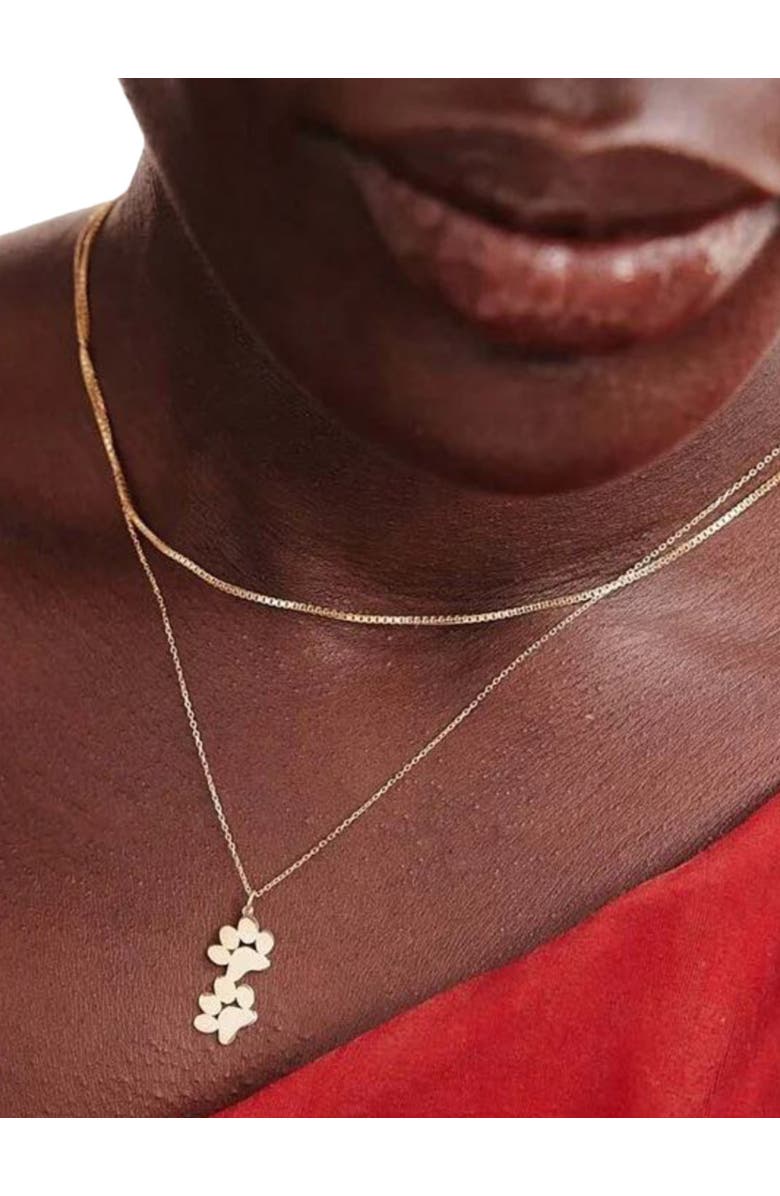 Hollywood Sensation EverPaw Double Paw Print Gold Plated Necklace, Alternate, color, Gold