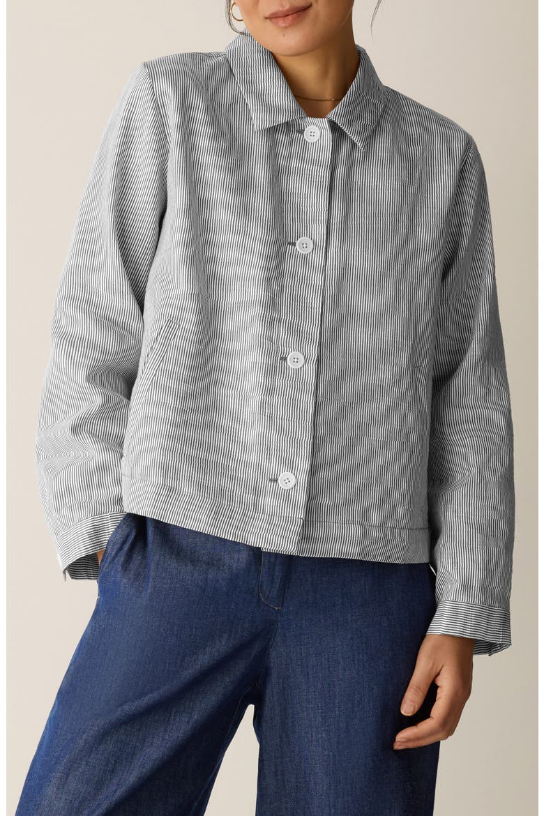 Classic Collar Linen Blend A-Line Jacket, Main, color, WREN