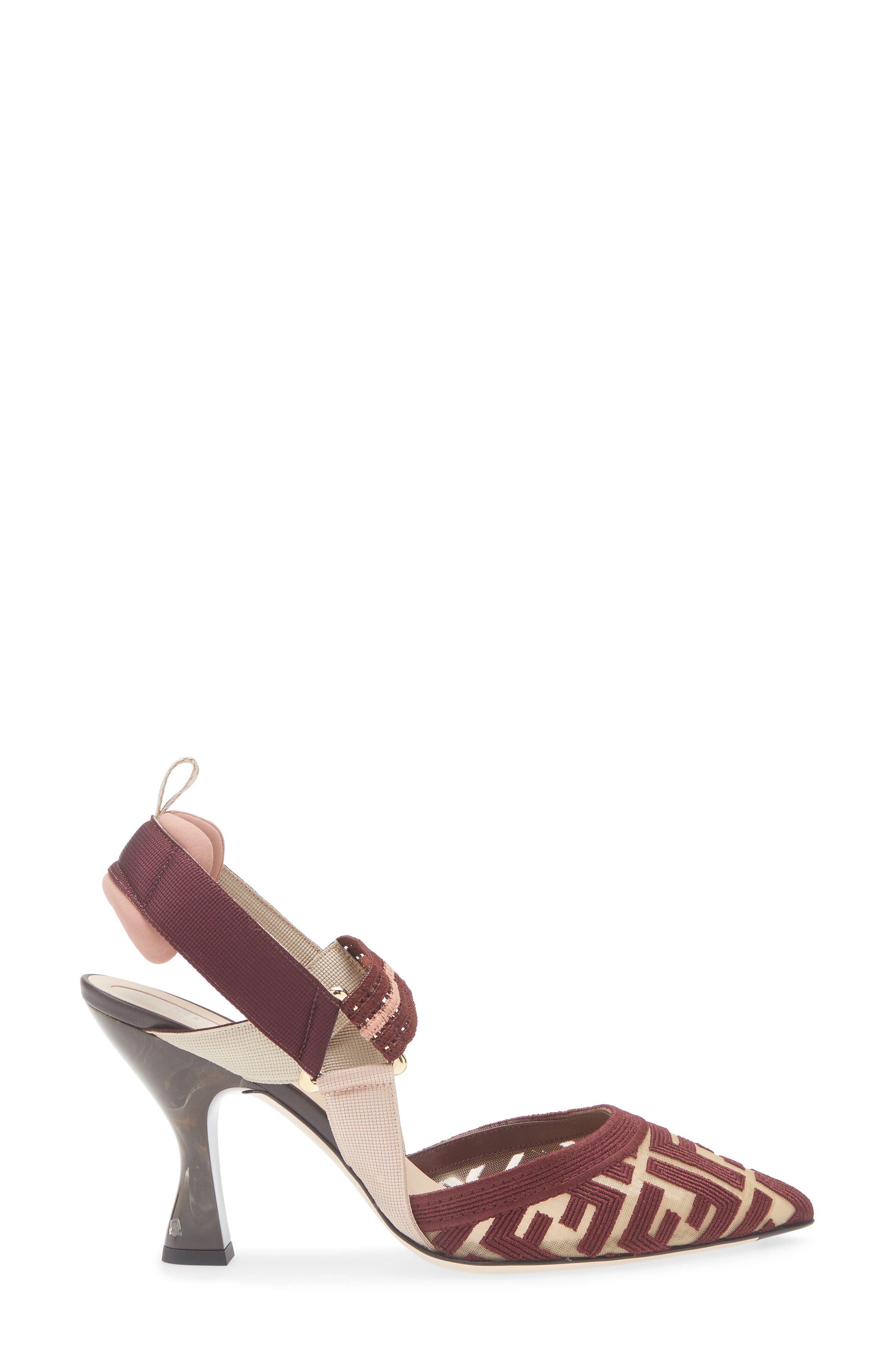 Fendi Colibri Mesh Slingback Pump, Alternate, color, Burgundy