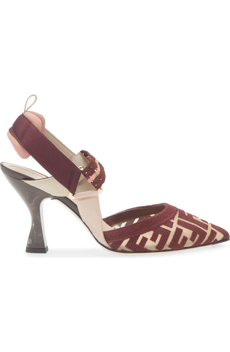 Fendi Colibri Mesh Slingback Pump, Alternate, color, Burgundy