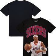Mitchell & Ness Men's Mitchell & Ness Allen Iverson Black Philadelphia 76ers Hardwood Classics Player Arch T-Shirt
