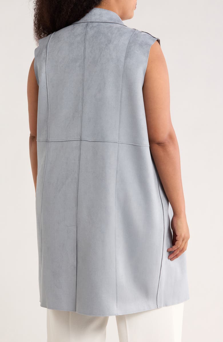 M Magaschoni Faux Suede Notch Lapel Vest, Alternate, color, Rain Shower