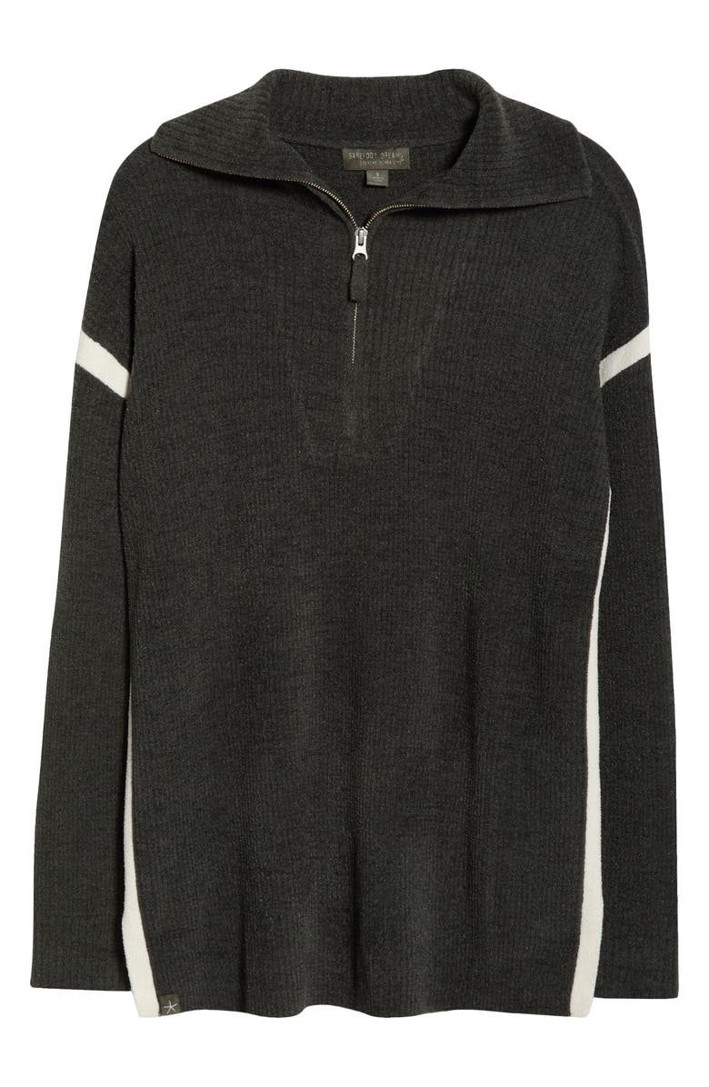 Barefoot Dreams<sup>®</sup> Stripe Half Zip Sweater, Alternate, color, Dark Moss-Pearl