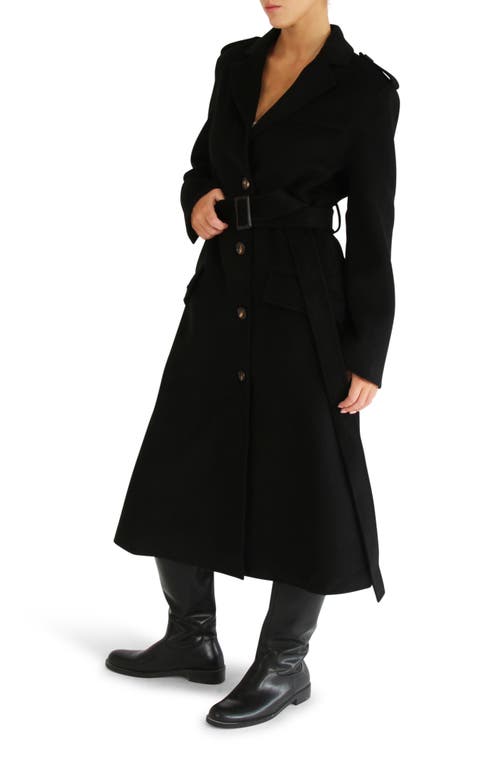 Belle & Bloom Skylilght Longline Wool Blend Coat In Black