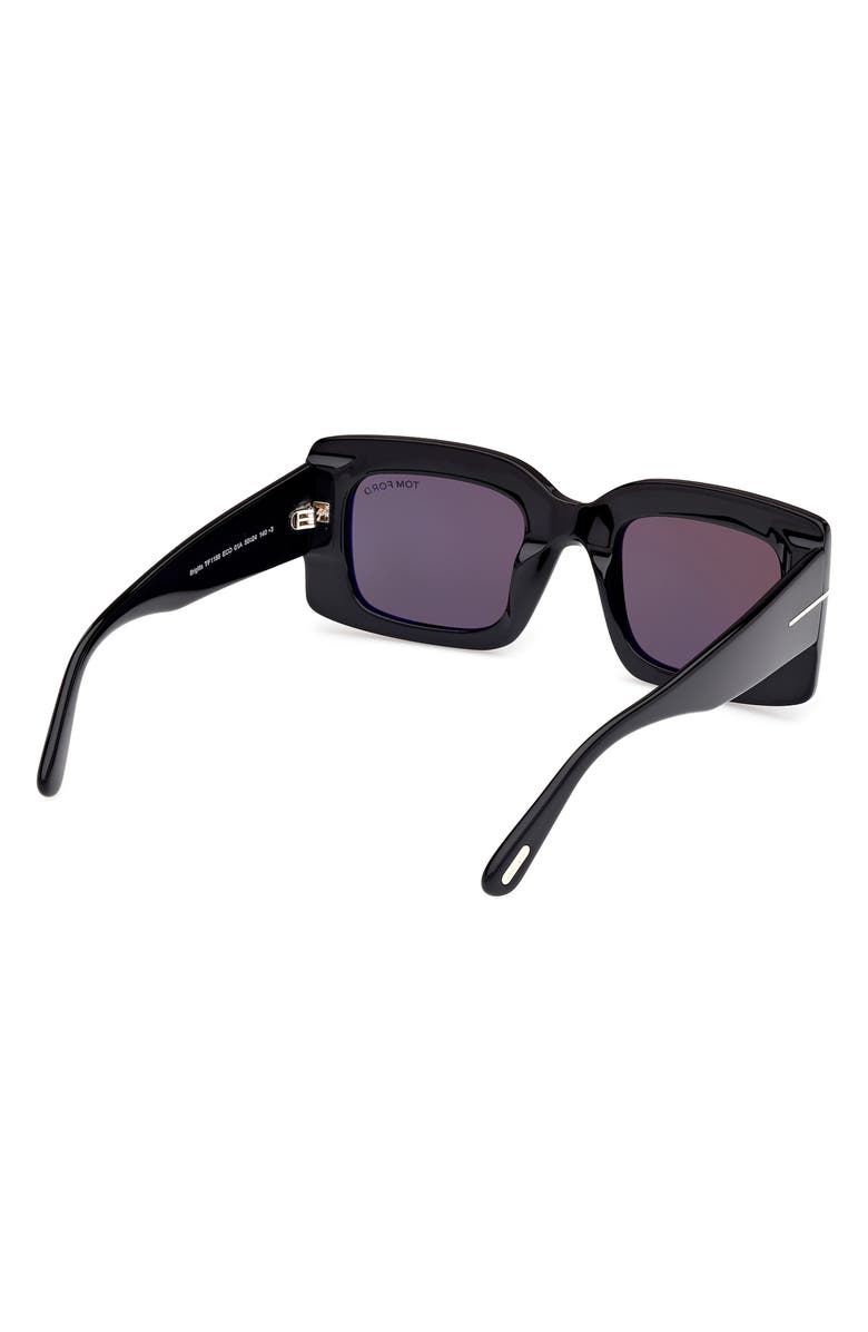 TOM FORD Brigitta 50mm Rectangular Sunglasses, Alternate, color, Black/ Eco / Smoke Lenses