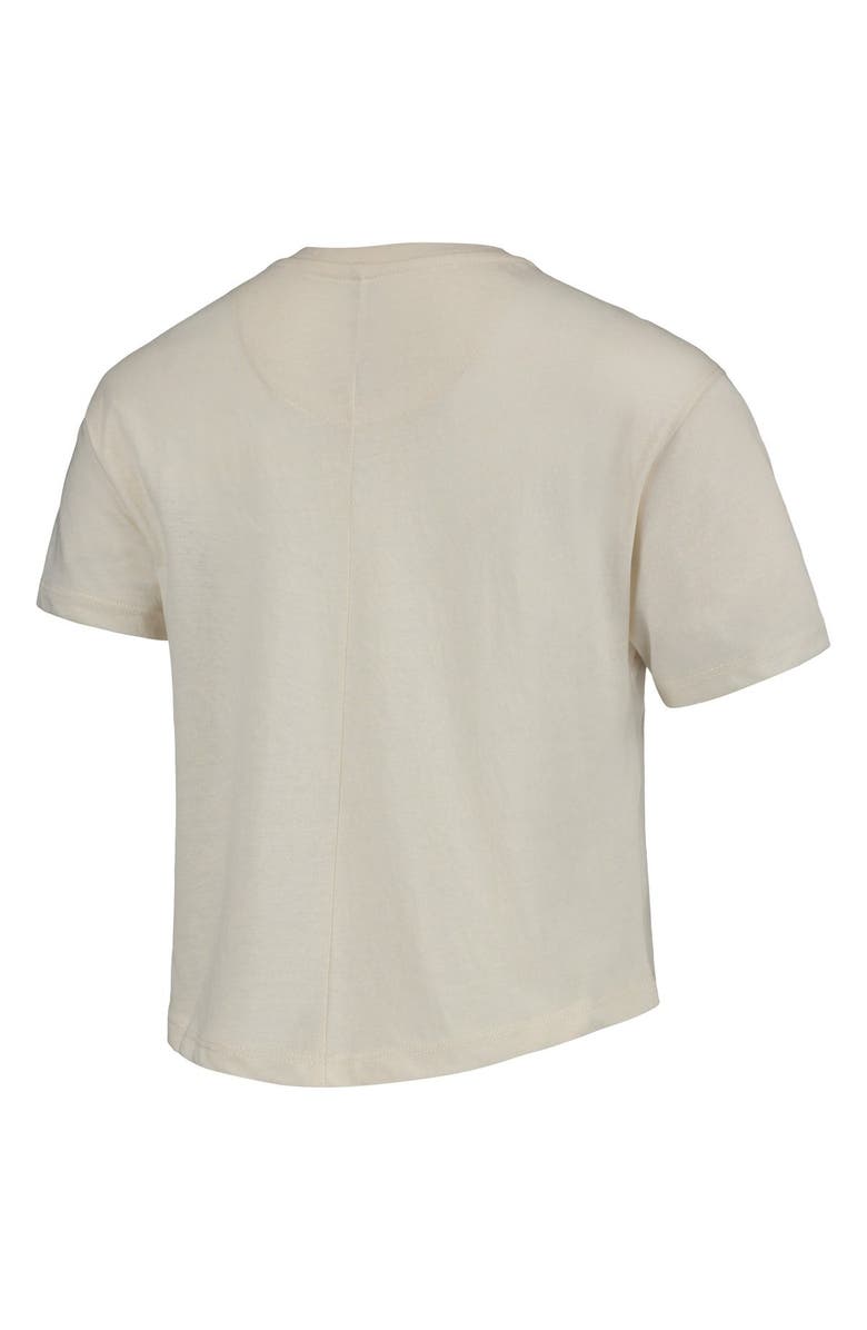 PRESSBOX Women's Pressbox Cream Texas A&M Aggies Taylor Animal Print Cropped T-Shirt, Alternate, color,