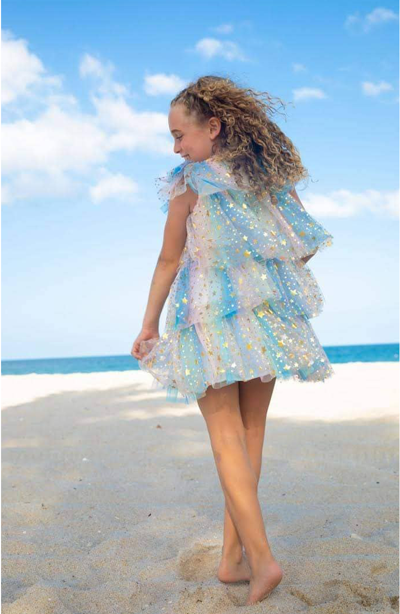 Lola + The Boys Pastel Stars Dress, Alternate, color, 