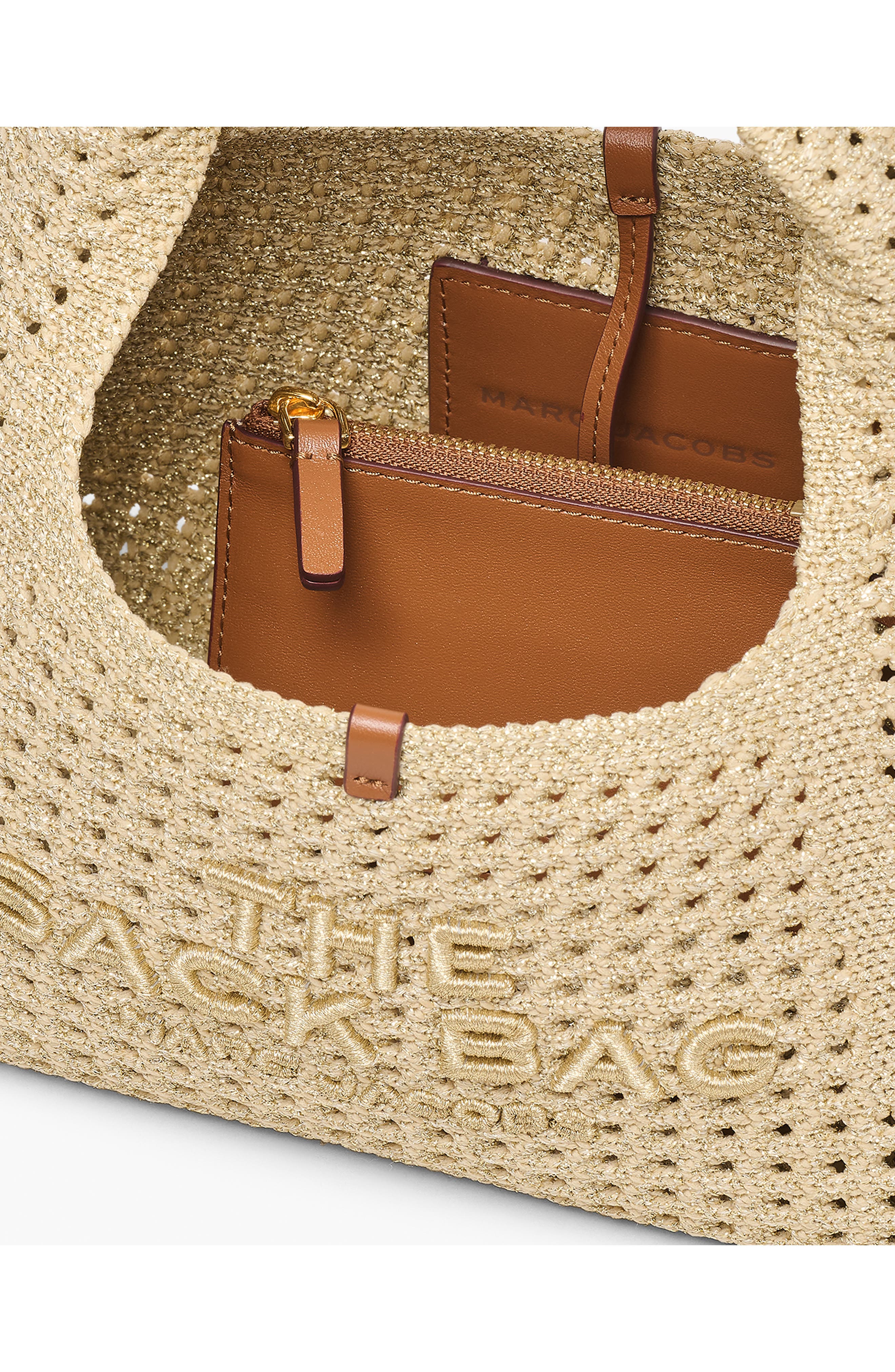 Marc Jacobs The Mini Raffia Sack Bag, Alternate, color, Champagne
