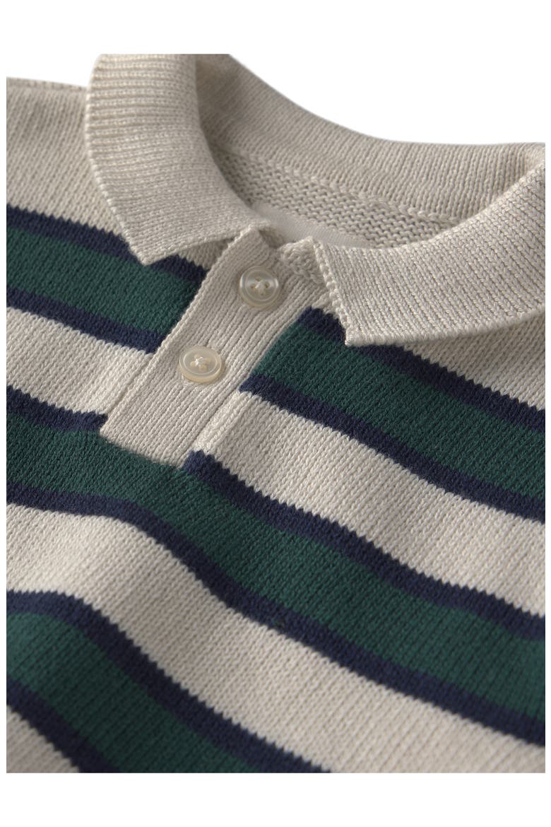 Kids' Striped Long Sleeve Polo Sweater, Alternate, color, GREEN NAVY STRIPE