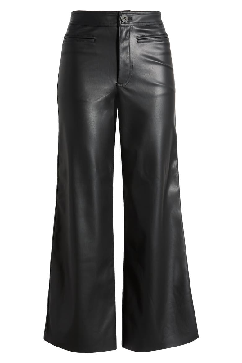 Wide Leg Faux Leather Pants, Alternate, color, BLACK