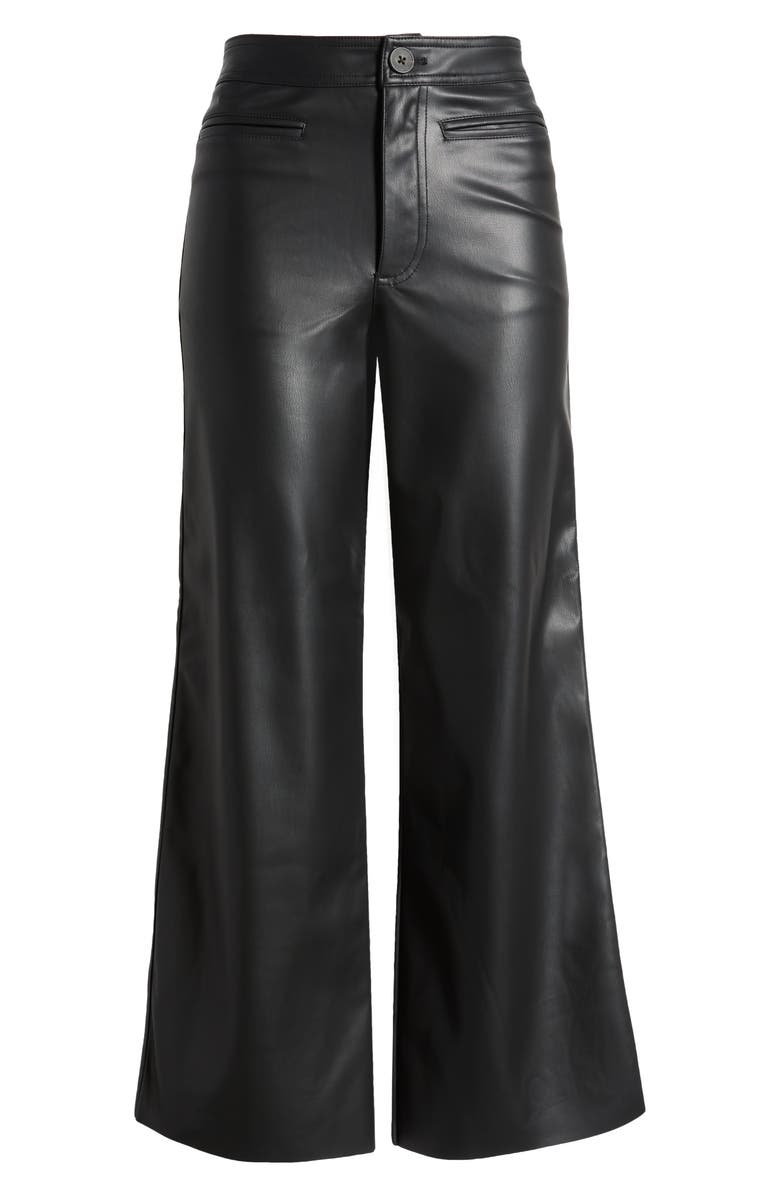 Topshop Wide Leg Faux Leather Pants, Alternate, color,