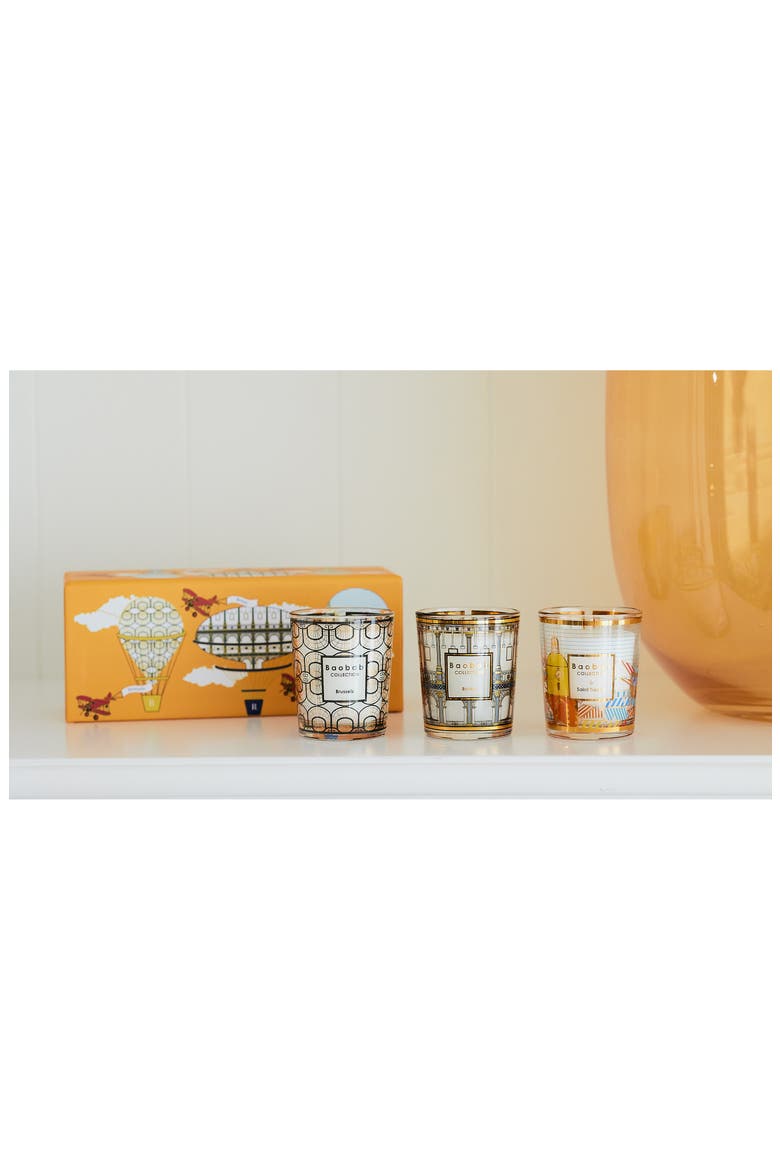 Brussels-Roma-Saint-Tropez Travel Candle Trio, Alternate, color, MULTICOLOR