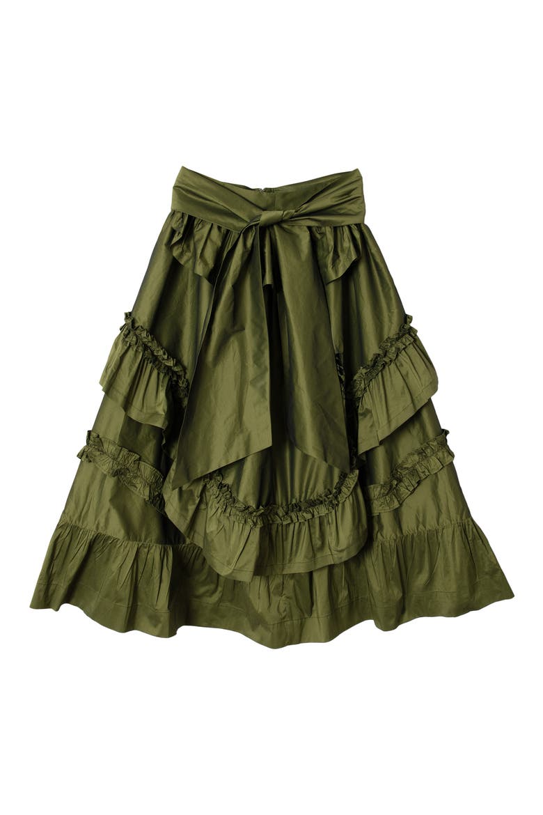 Constance Ruffle Detail Skirt, Alternate, color, OLIVE