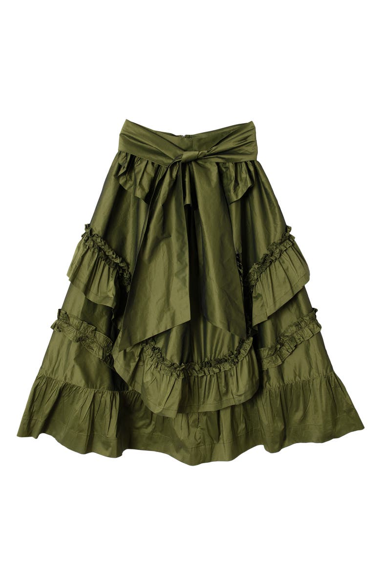 Damson Madder Constance Ruffle Detail Skirt, Alternate, color, Olive