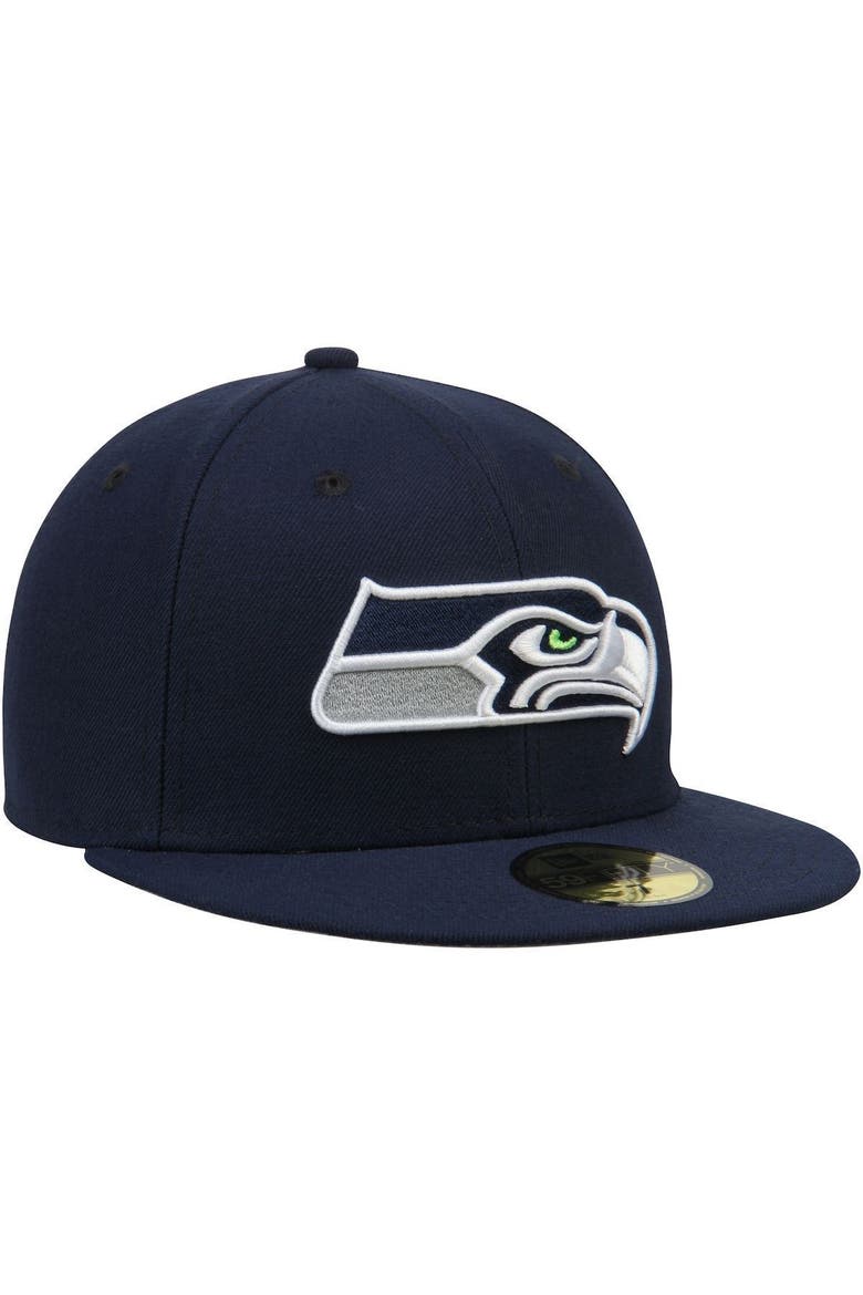 Men's New Era College Navy Seattle Seahawks Omaha 59FIFTY Fitted Hat, Alternate, color, NAVY