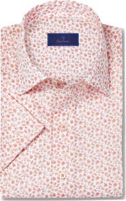 David Donahue Crab Print Lyocell Short Sleeve Shirt