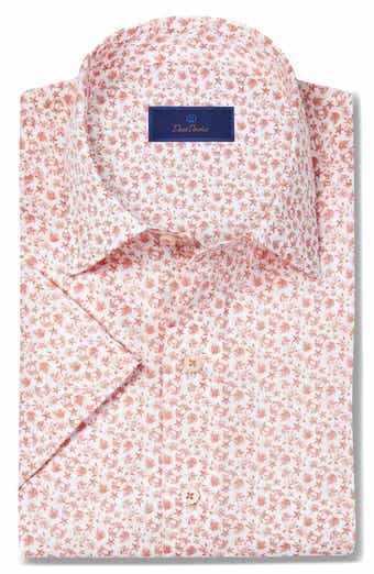 David Donahue Crab Print Lyocell Short Sleeve Shirt