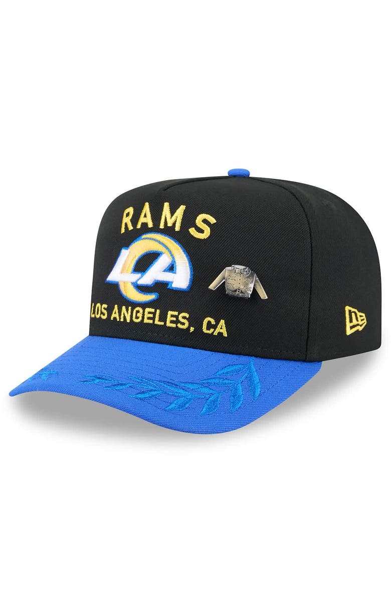New Era Men's New Era Black/Royal Los Angeles Rams 2025 NFL Draft On Stage A-Frame 59FIFTY Fitted Hat, Main, color, 