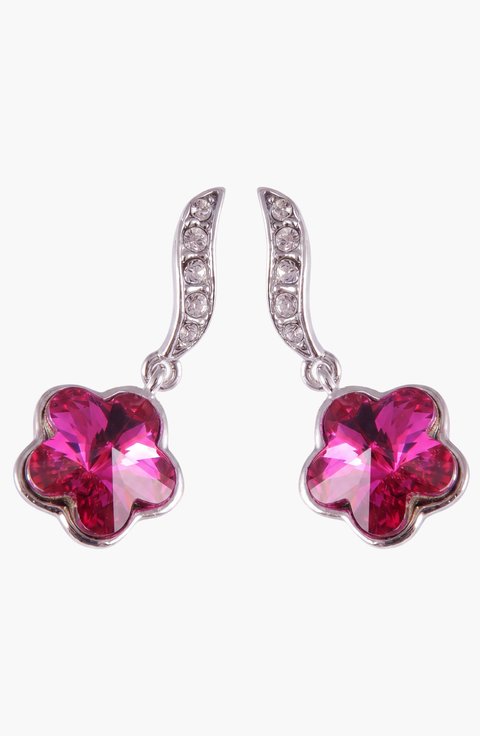 Crystal Flower Drop Earrings
