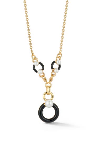 Chloe & Madison Chloe And Madison Faux Pearl Pendant Necklace In Gold