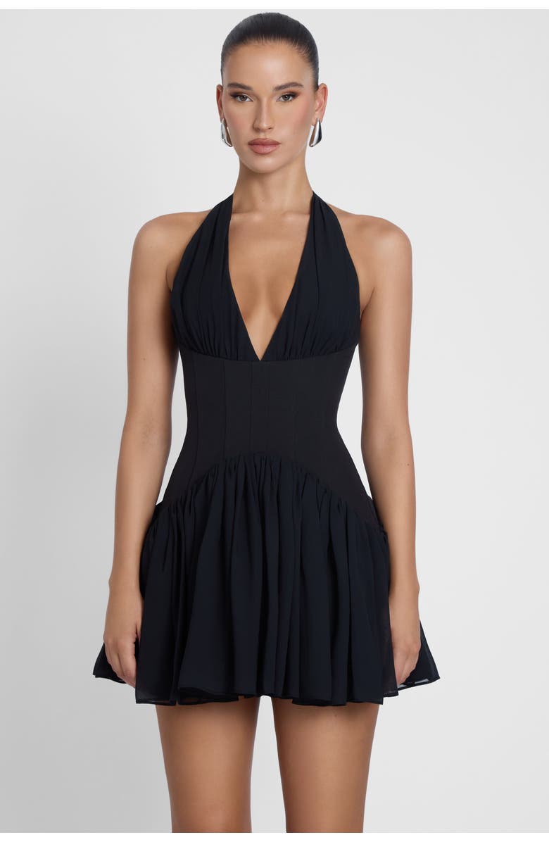 LEAU Harper Corset Mini Dress, Main, color, Black