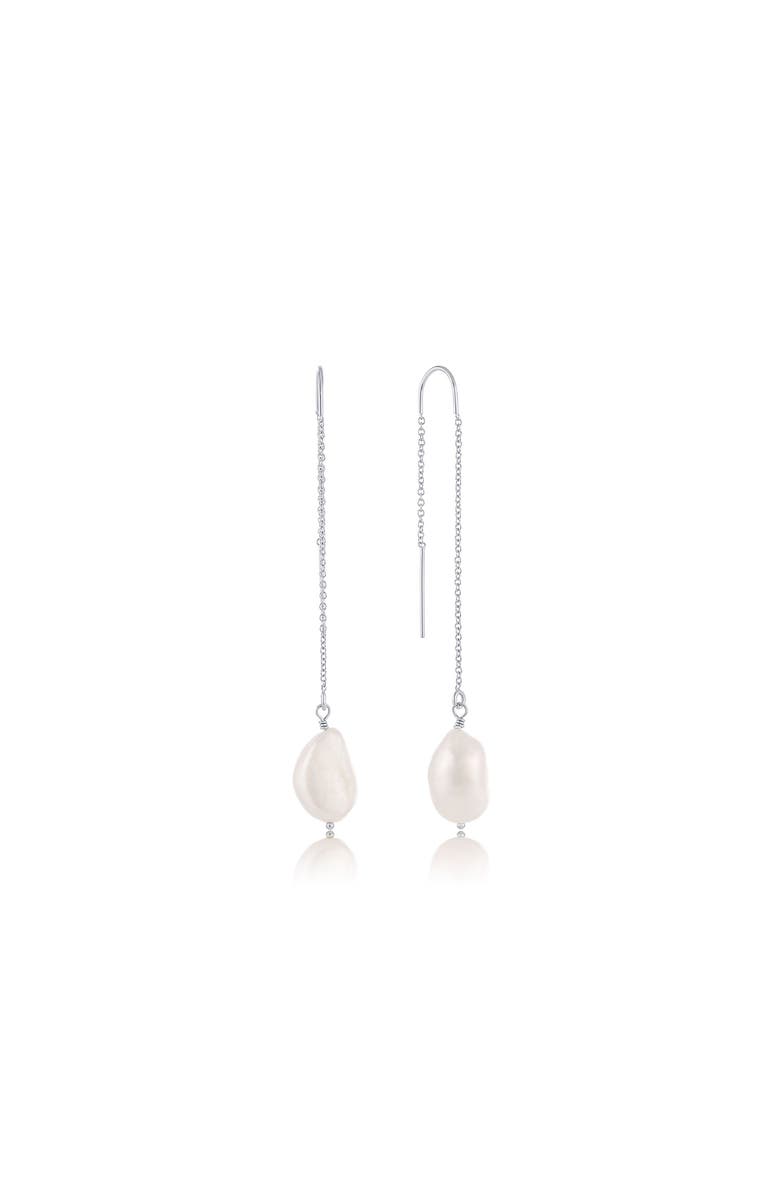 Set & Stones Sabina Pearl Threader Earrings, Main, color, Silver / White