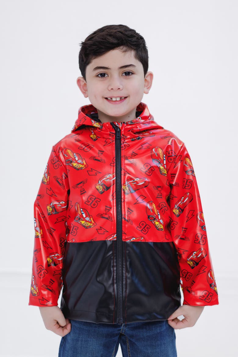 Cars Lightning McQueen Hooded Zip-Up Rain Jacket, Alternate, color, Red Lightning McQueen