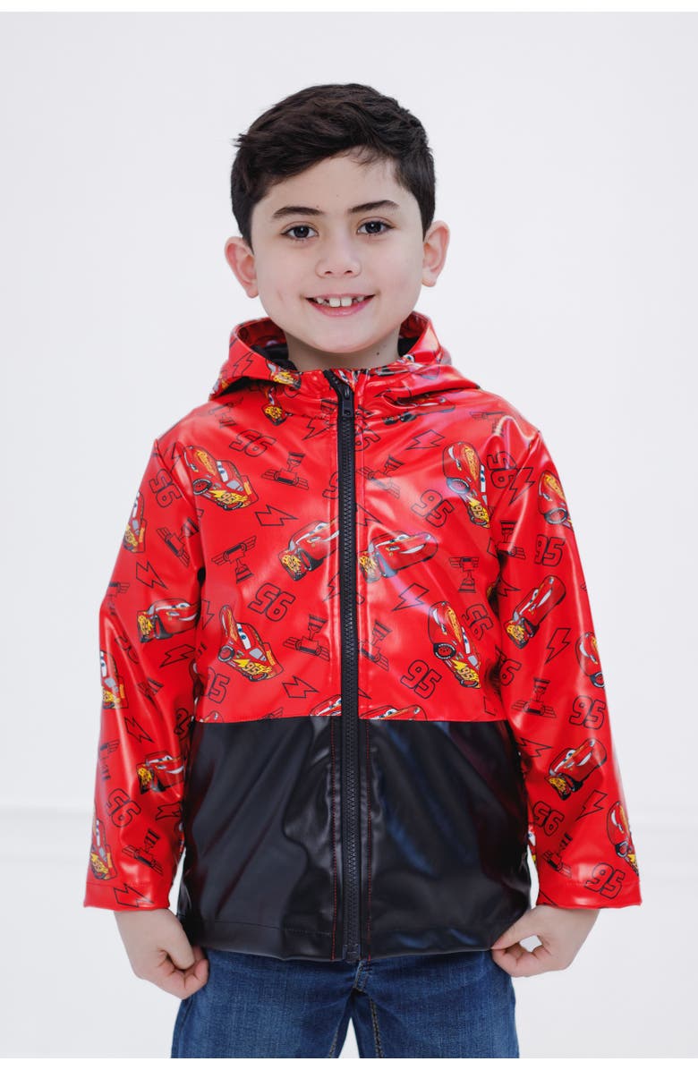 Disney Cars Lightning McQueen Hooded Zip-Up Rain Jacket, Alternate, color, Red Lightning Mcqueen
