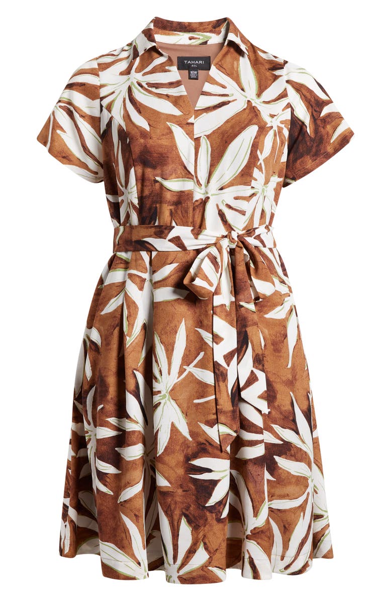 Tahari ASL Print Tie Belt Midi Shirtdress, Alternate, color,