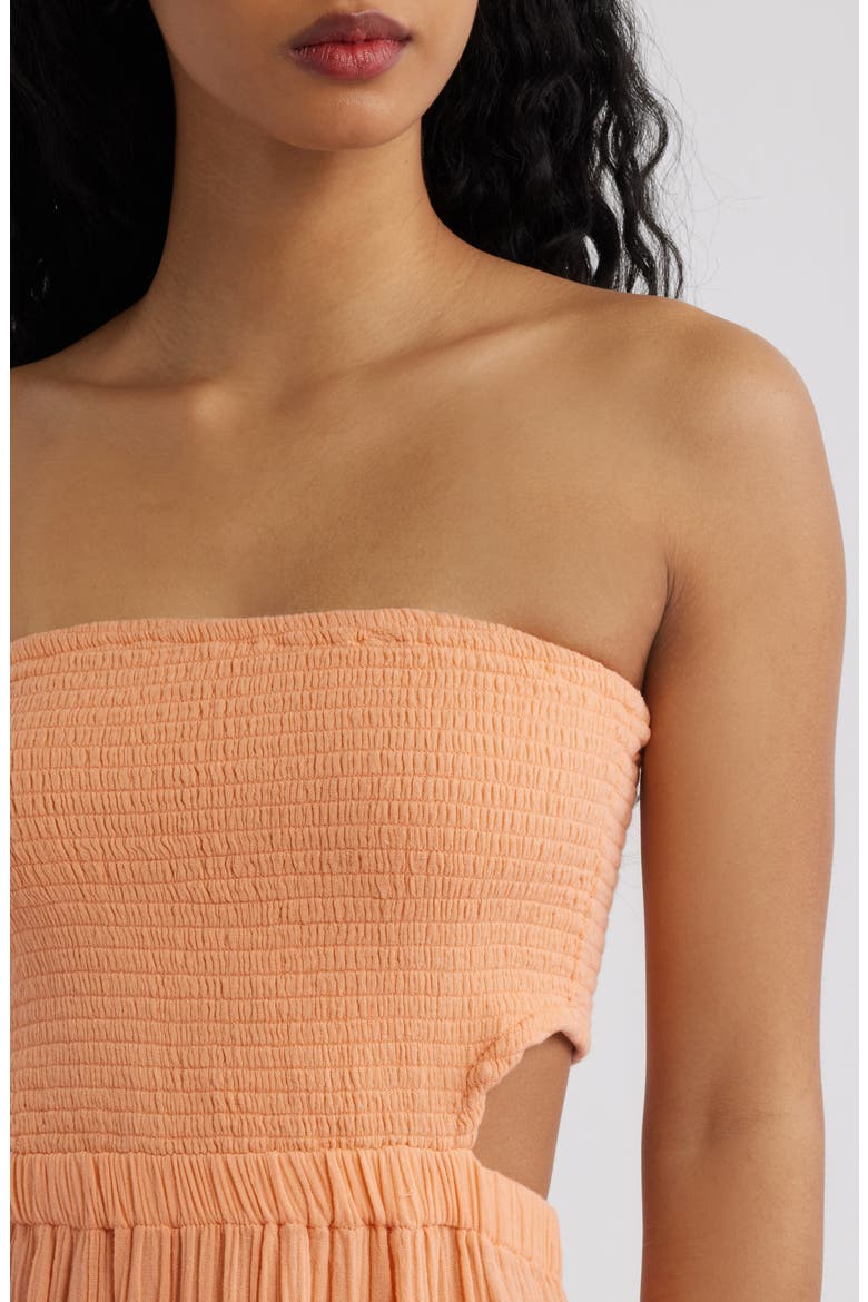 Premium Surf Strapless Cutout Maxi Dress, Alternate, color, PAPAYA