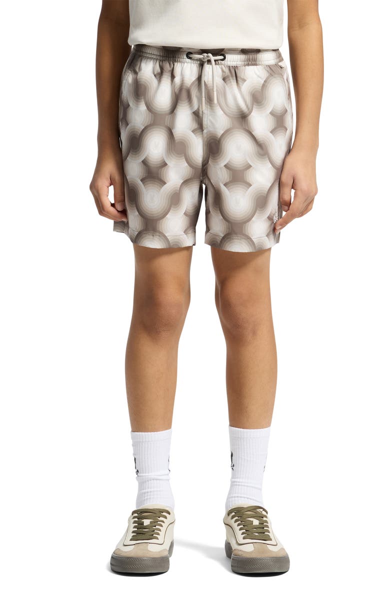 Psycho Bunny Kids' Paros Printed Swim Trunks, Alternate, color, 