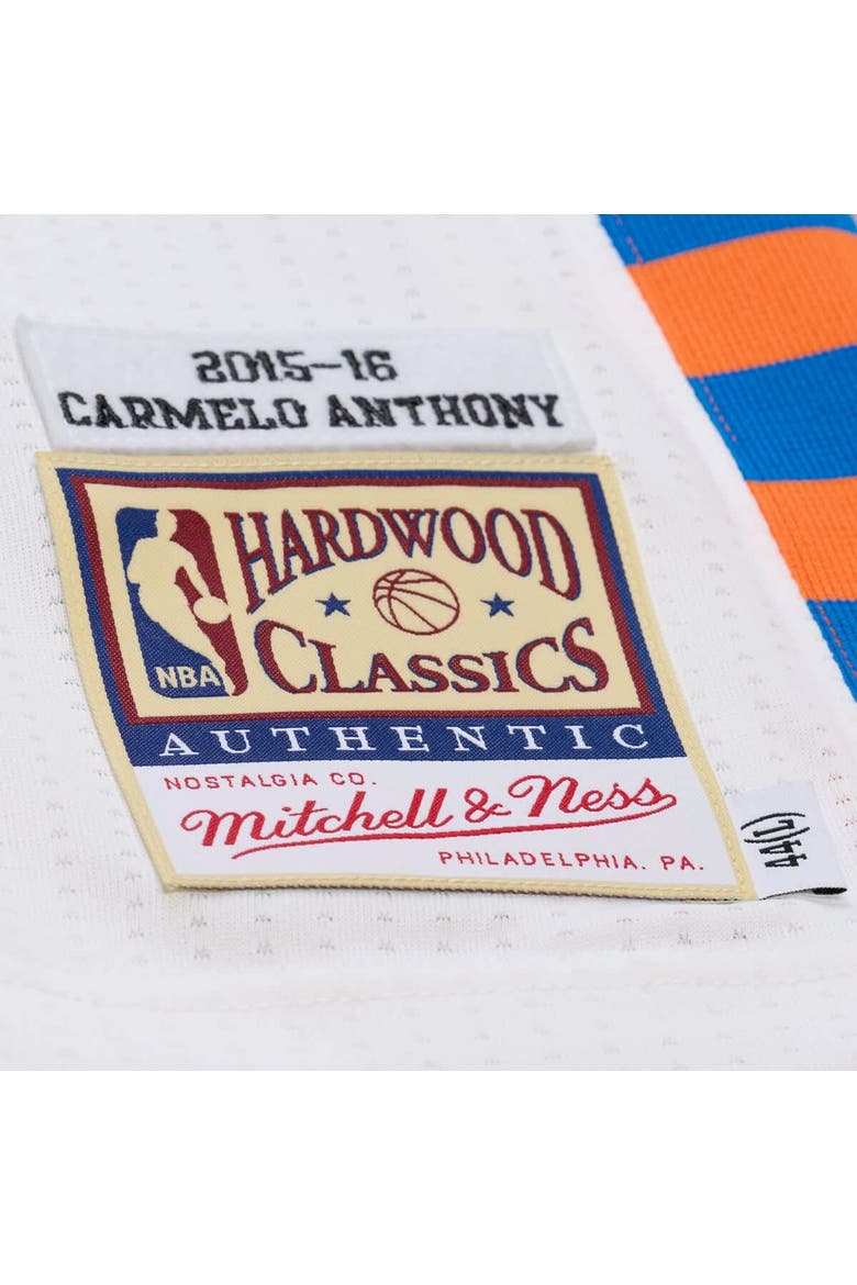 Men's Mitchell & Ness Carmelo Anthony White New York Knicks 2015-16 Hardwood Classics Authentic Jersey, Alternate, color, White