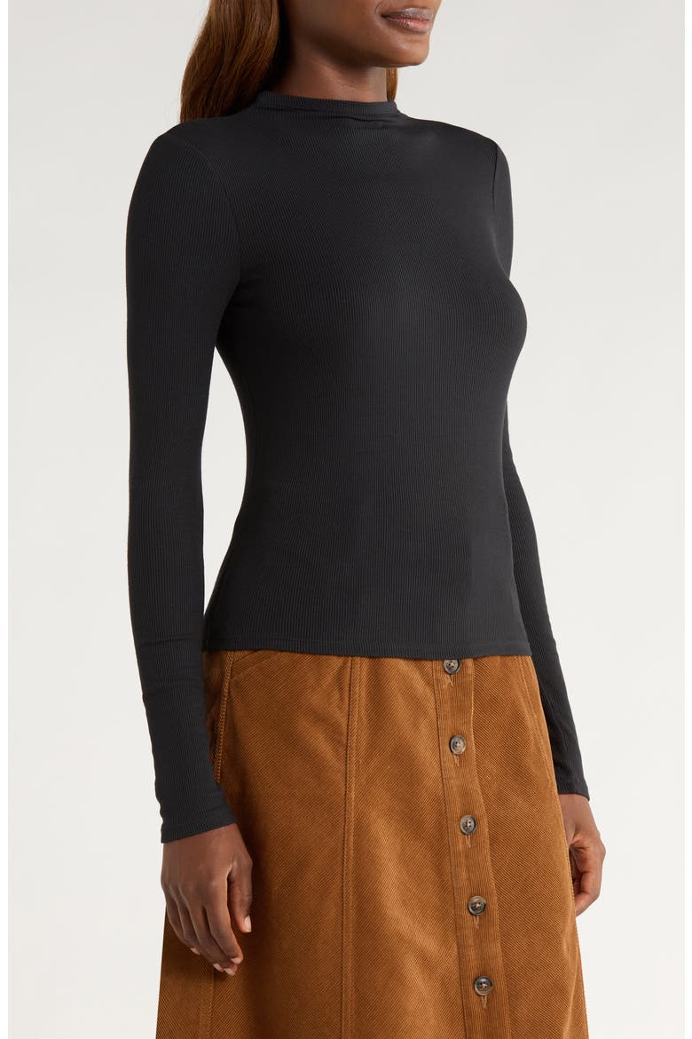 Henrietta Long Sleeve Rib Top, Alternate, color, BLACK