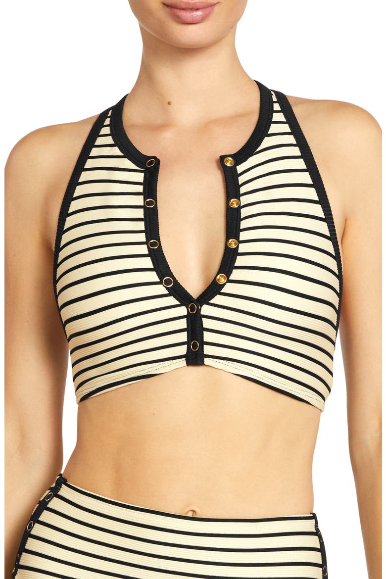 Parker Stripe Bikini Top, Main, color, ECRU/ BLACK